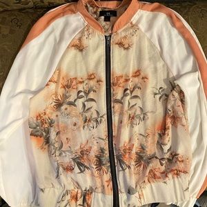 *NEW* I.N. SAN FRANCISCO LIGHT JACKET, floral design, size L, white color